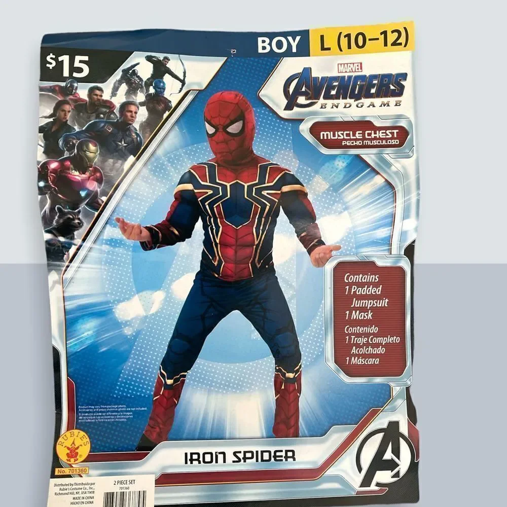 NWOT Avengers Endgame Kids Muscle Chest Suit - Boys Size L  (10-12) - Color red